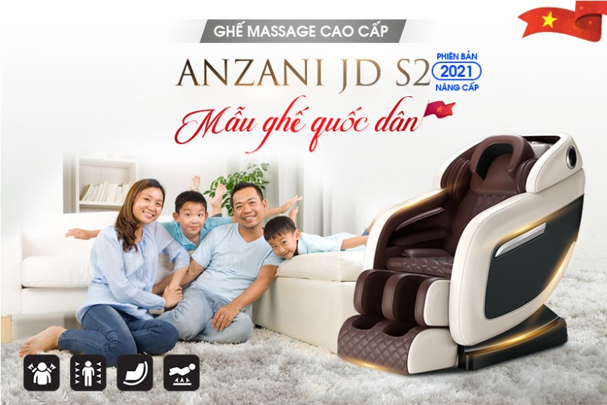 Ghế Massage Toàn Thân Anzani JD S2, Máy Matxa Công Nghệ Nhật Trị Liệu 5 Vùng Đầu, Cổ, Vai Gáy, Lưng, Tay, Chân Với Chế Độ Nhiệt Hồng Ngoại