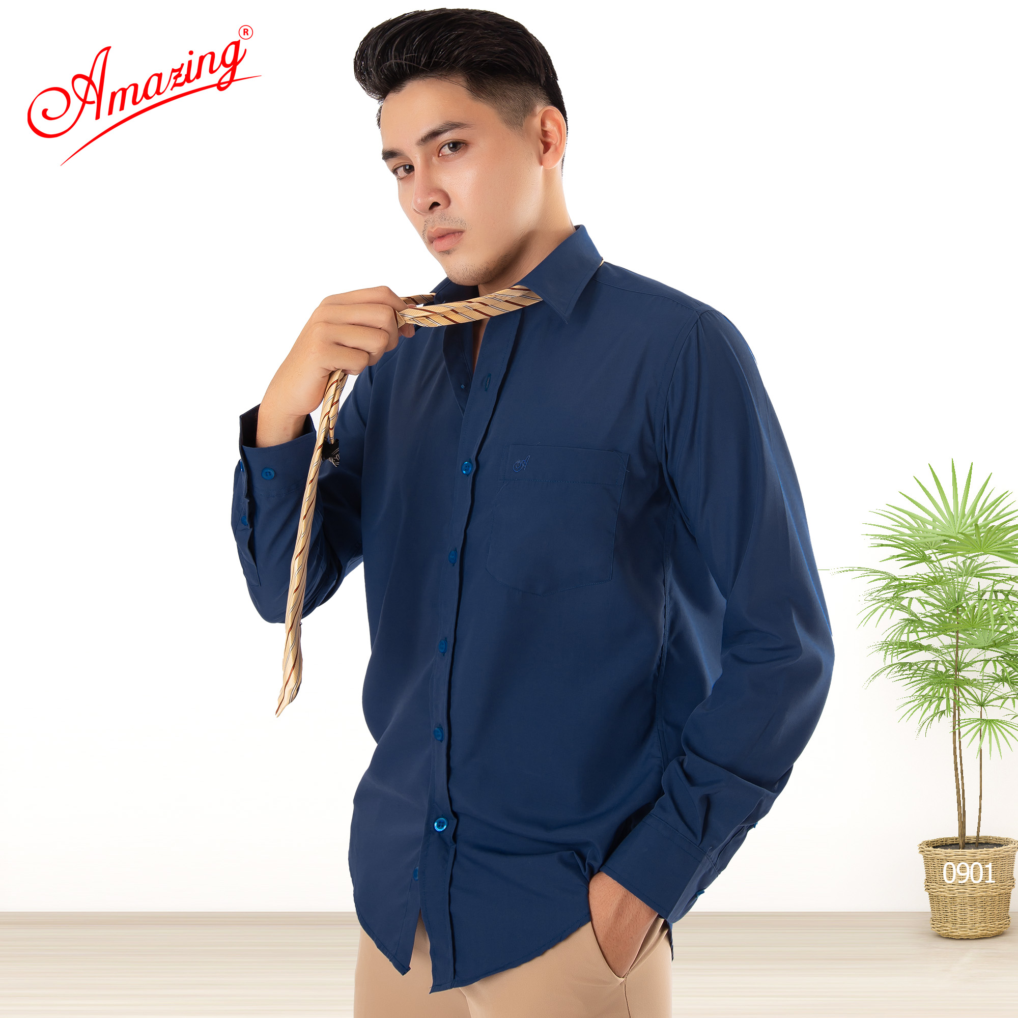 Hình ảnh Áo sơ mi nam công sở Amazing, chất liêu KT silk nhiều màu, big size, form xuông, dáng rộng, tay dài