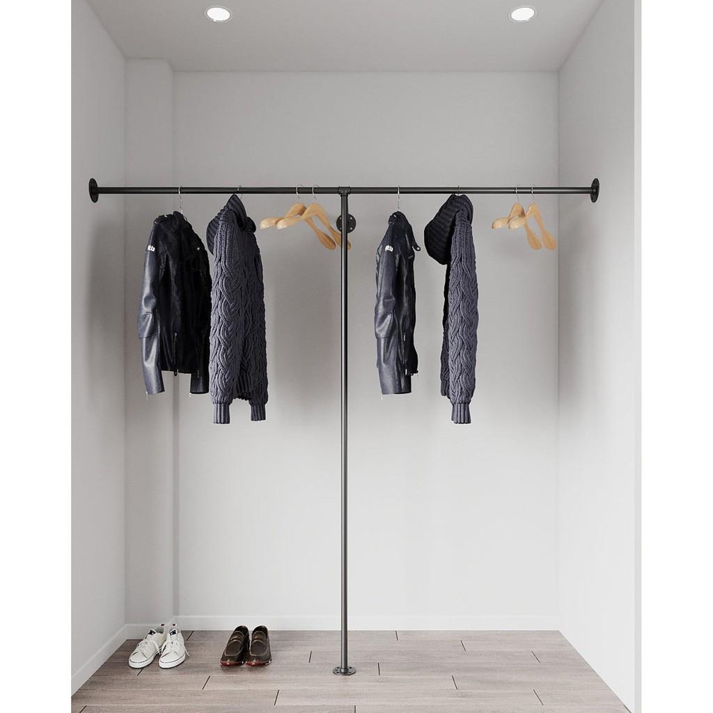 Bộ giá treo ống nước treo quần áo, giá treo quần áo ống sắt trang trí