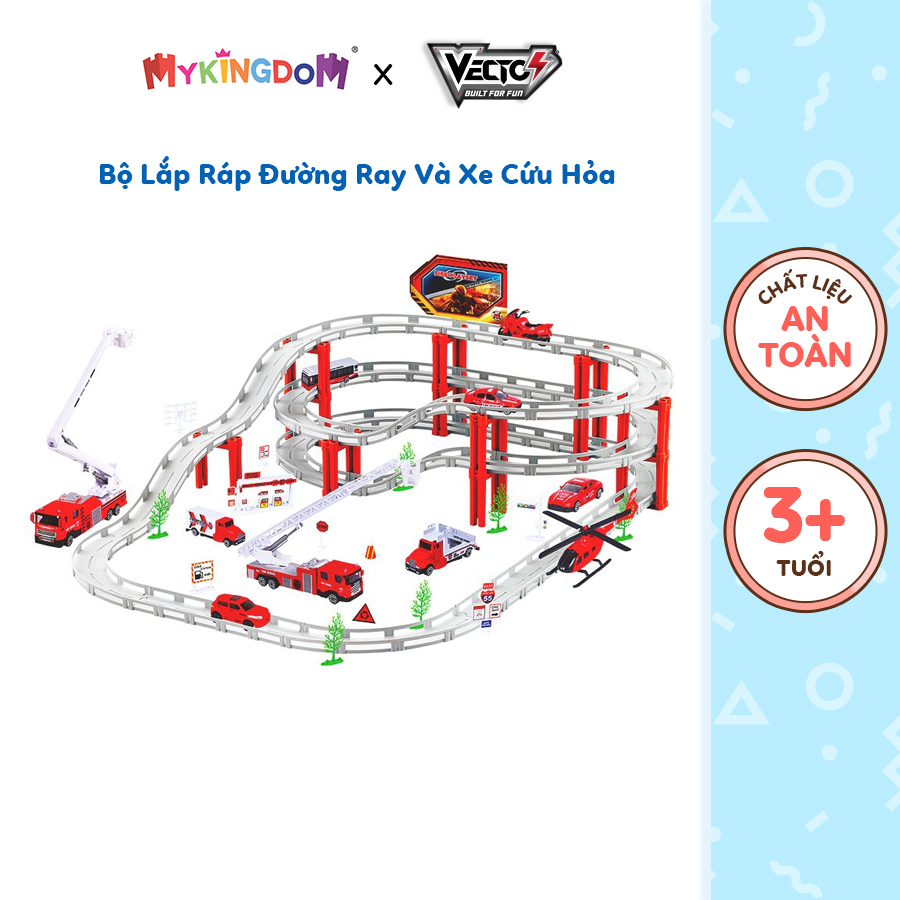 Bộ Đồ Chơi Lắp Ráp Đường Ray Và Xe Chạy Pin - Set Cứu Hỏa VECTO VT557-10