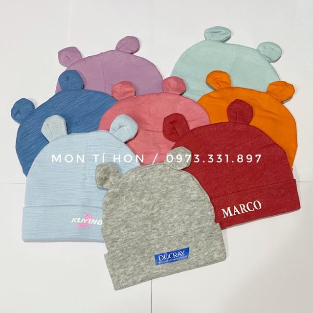 Mũ sơ sinh tai gấu Chất cotton mềm mịn cho bé 0-6tháng