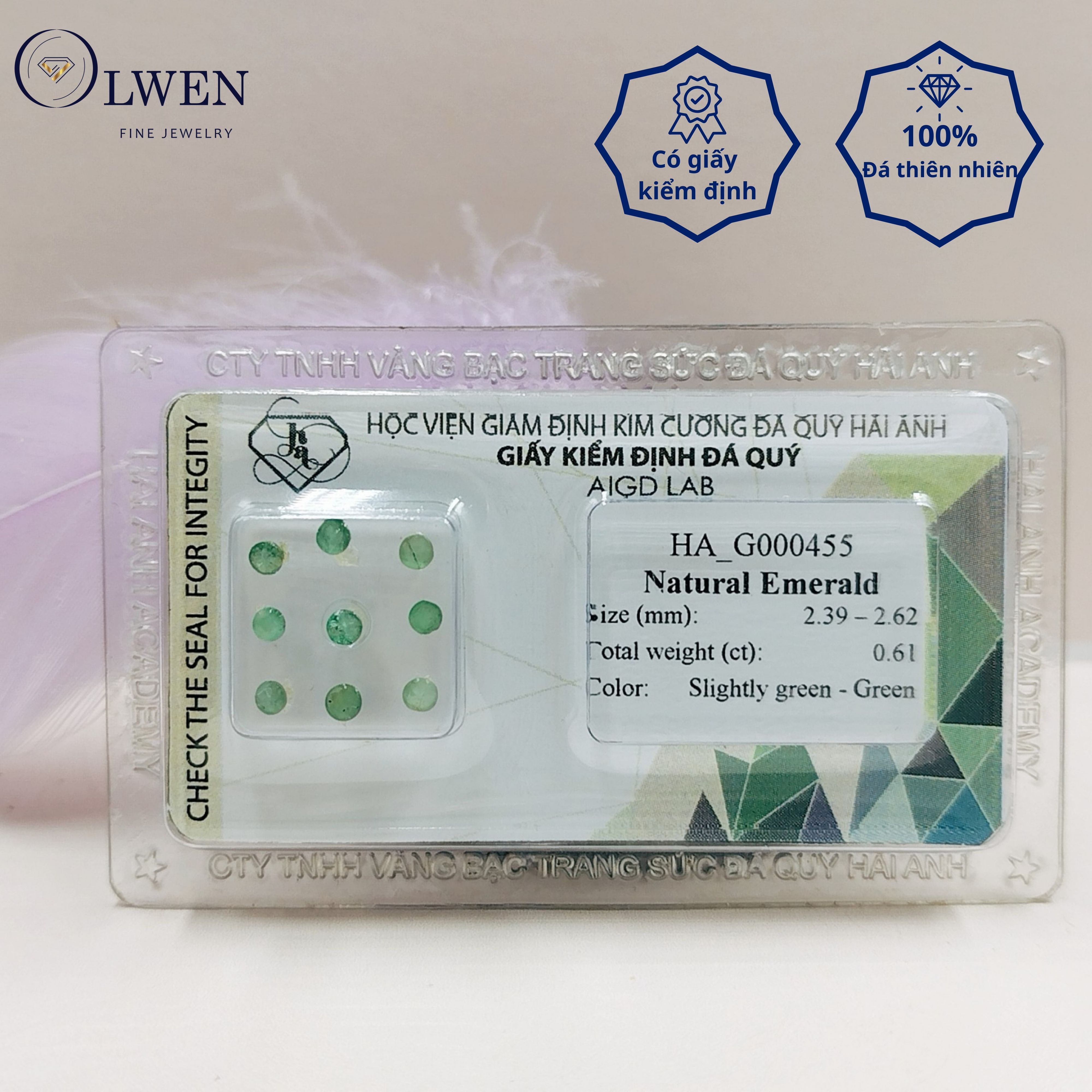 Vỉ đá Emerald thiên nhiên 9 viên_HA-G000455