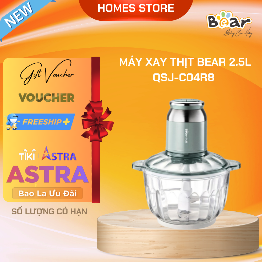 Hình ảnh Máy Xay Thịt BEAR QSJ-C04R8 Cao Cấp Dung Tích 2.5L Công Suất 300W - Hàng Chính Hãng