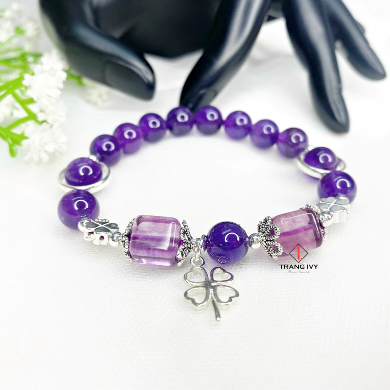 Vòng Tay Thạch Anh Tím Mix Charm Hợp Cho Nữ Mệnh Hỏa và Mệnh Thổ