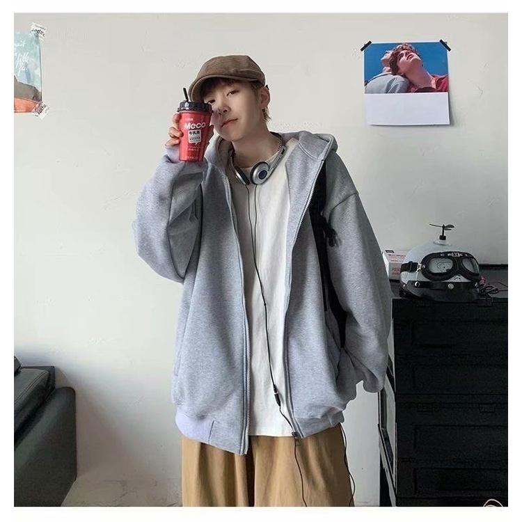 Áo Khoác Nỉ Trơn Basic Áo Hoodie Có Mũ 2 Lớp Dày Dặn Nam Nữ DTH03