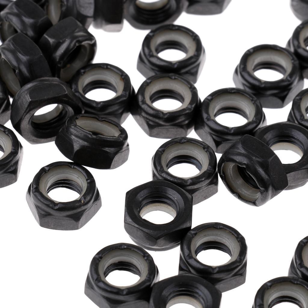 40 Pcs Skateboard Longboard Truck Wheels Axle Nuts + 40 pcs Bearing Spacers