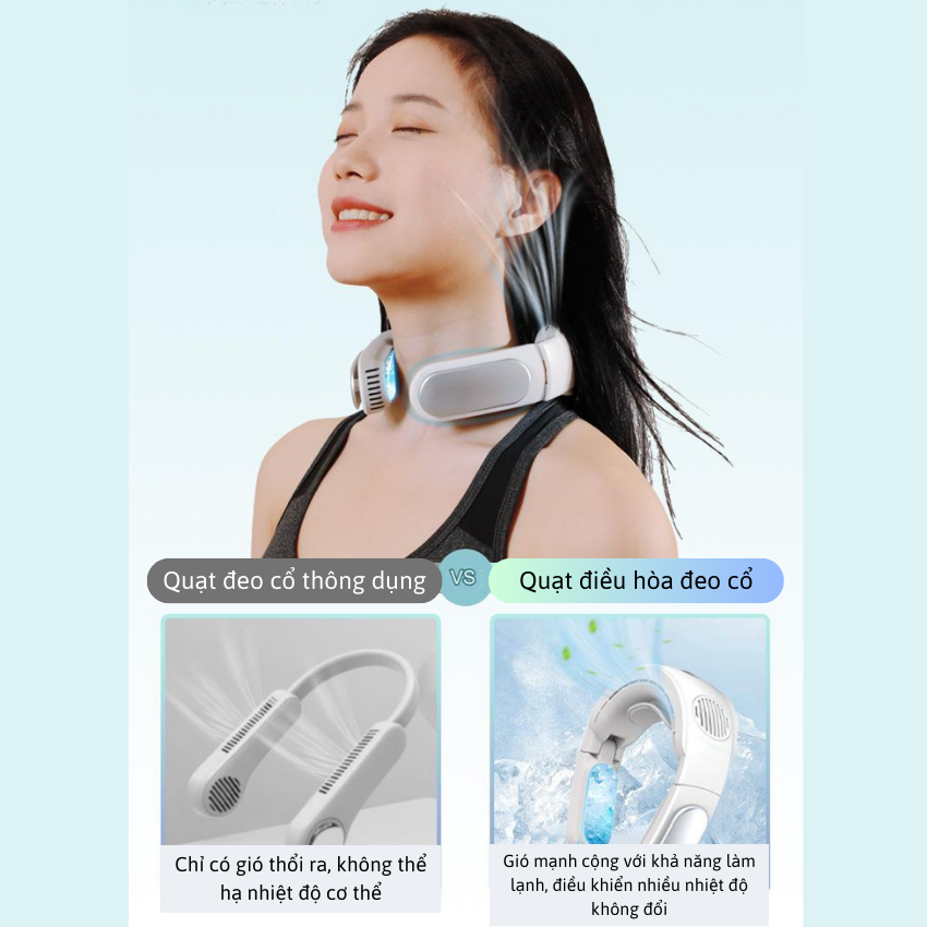 (Tặng Nồi Nấu Chậm 2 Tầng) Quạt Điều Hòa Đeo Cổ Cao Cấp JOOU LB08 Hệ Thống Điều Hòa Giảm Nhiệt 7 - 15 Độ C, pin bền bỉ - Hàng chính hãng