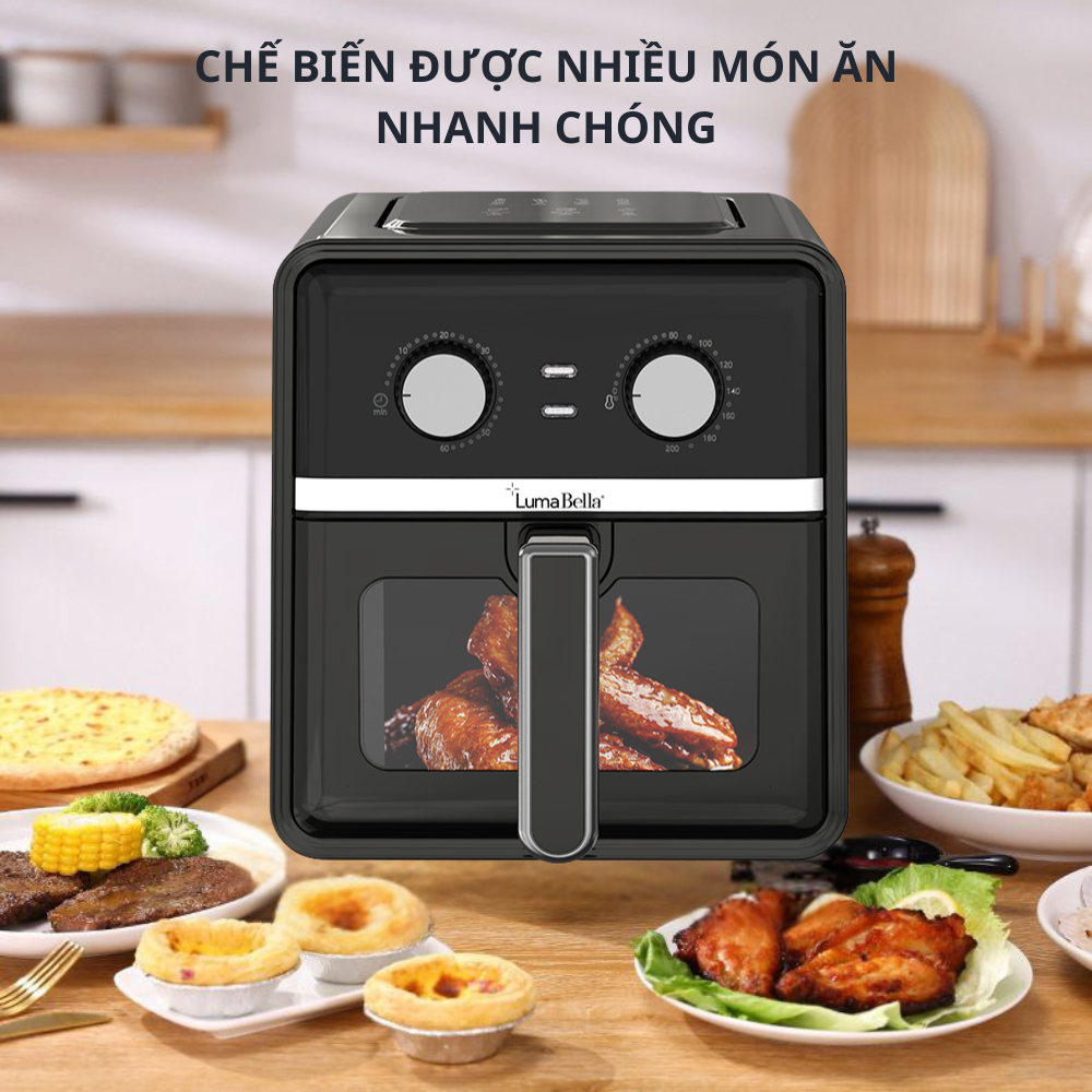 Nồi chiên không dầu Lumabella LB-60036 dung tích 6L, công suất cao 1400W đa năng chiên gà, chiên khoai...- HÀNG CHÍNH HÃNG