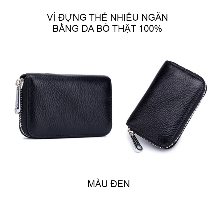 Ví đựng thẻ đa năng nhiều ngăn CL7129 bằng da bò thật