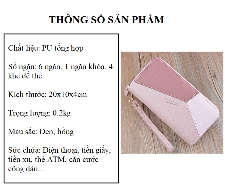 Ví nữ, Ví Bóp Da Cầm Tay Phong cách trẻ trung, cá tính MS012