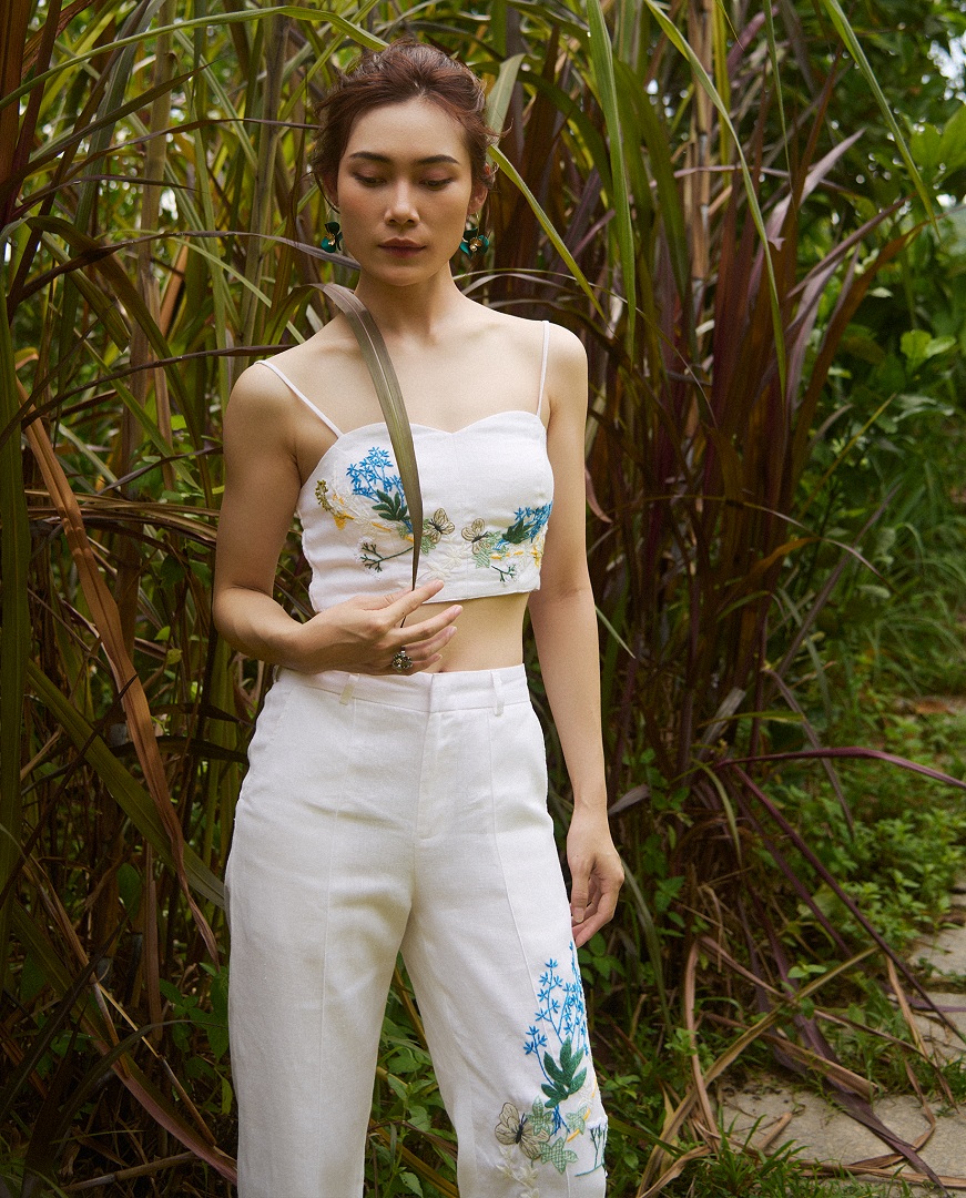 Áo Croptop Linen Thêu Tay Mơ TOP208 thời trang thiết kế Hity