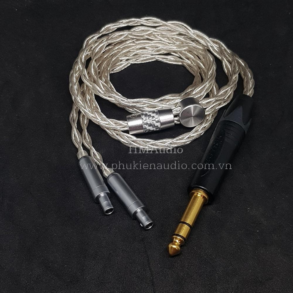 Dây tai nghe đồng mạ bạc 7N OCC Litz 23AWG đường kính dây đơn 1.25mm tết 8 sợi - Connector Sens HD800 HD800s HD820