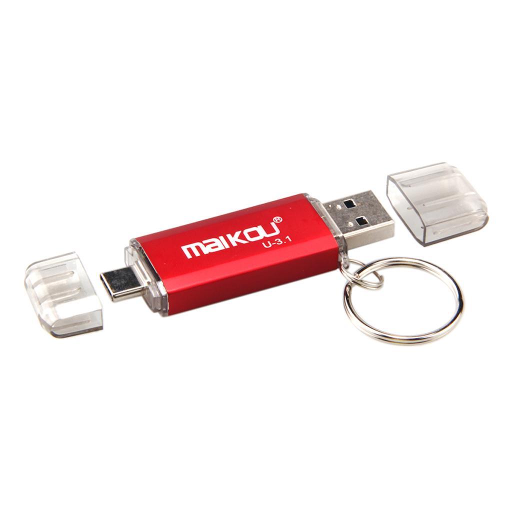 2 in 1 USB 3.0+ Type C OTG Flash Drive Memory Stick 256GB Storage red