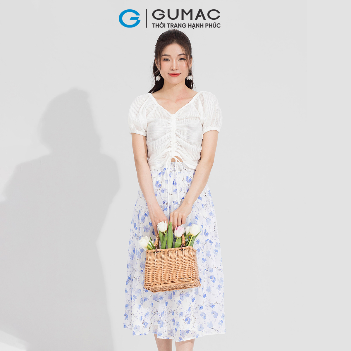 Chân váy hoa rã tầng GUMAC VD05044