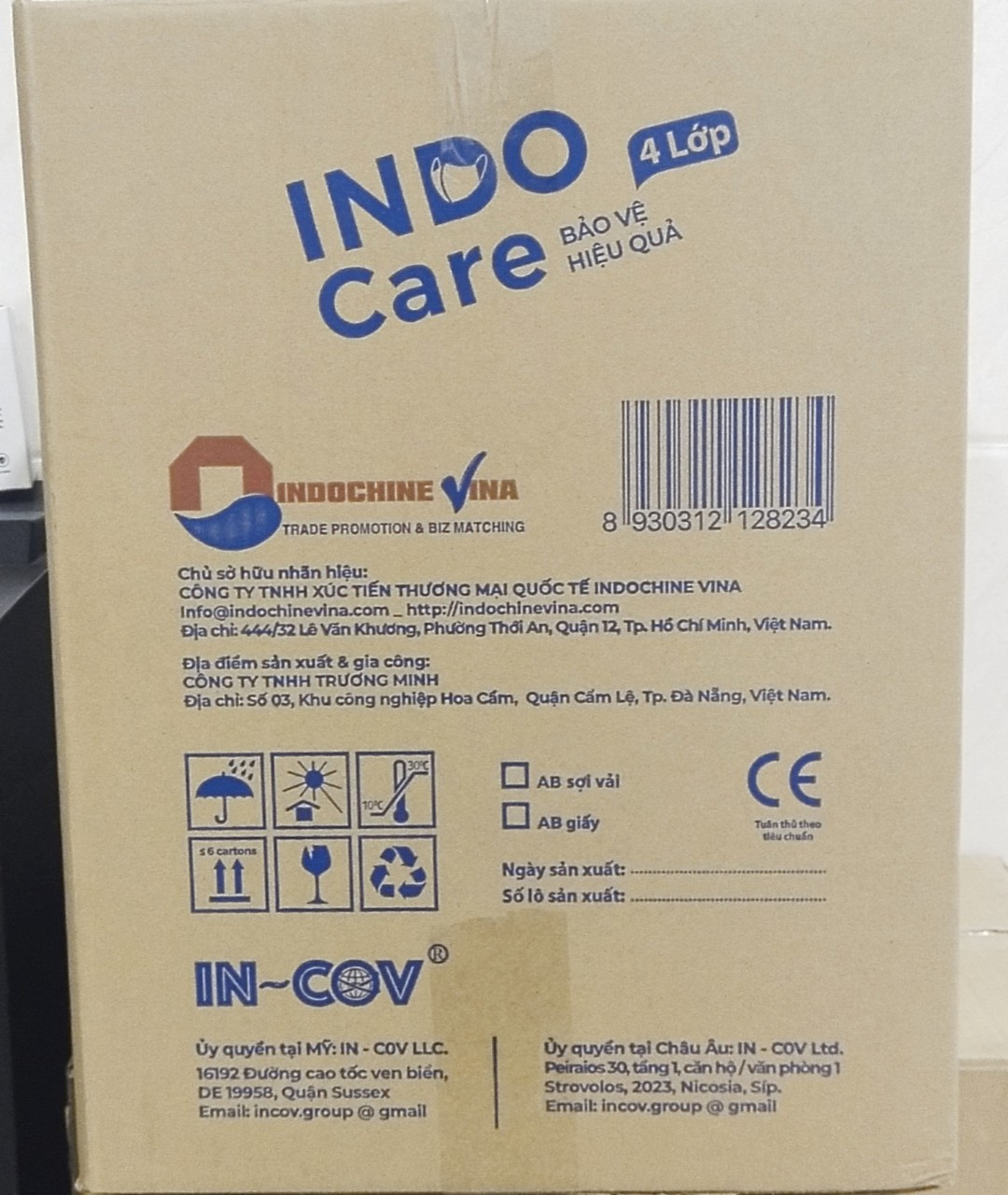 [InDoCare] Thùng 50 hộp Khẩu Trang Y Tế 4 Lớp Kháng khuẩn 99% INDO CARE. Tiêu Chuẩn Châu Âu BS EN 14683-2019. Chống tia UV ngăn ngừa mụn khói bụi hiệu quả