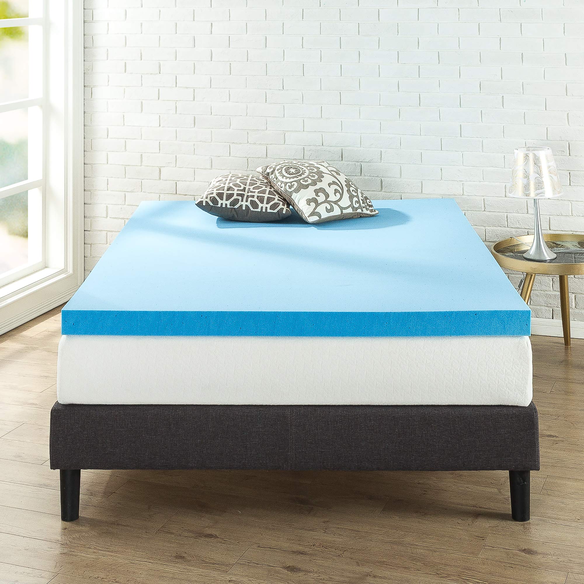 Topper Tấm Tiện Nghi Làm Mềm Nệm Gel Mát Cao Cấp Zinus - Gel Memory Foam Mattress Topper with Cover 160x200*7.5cm