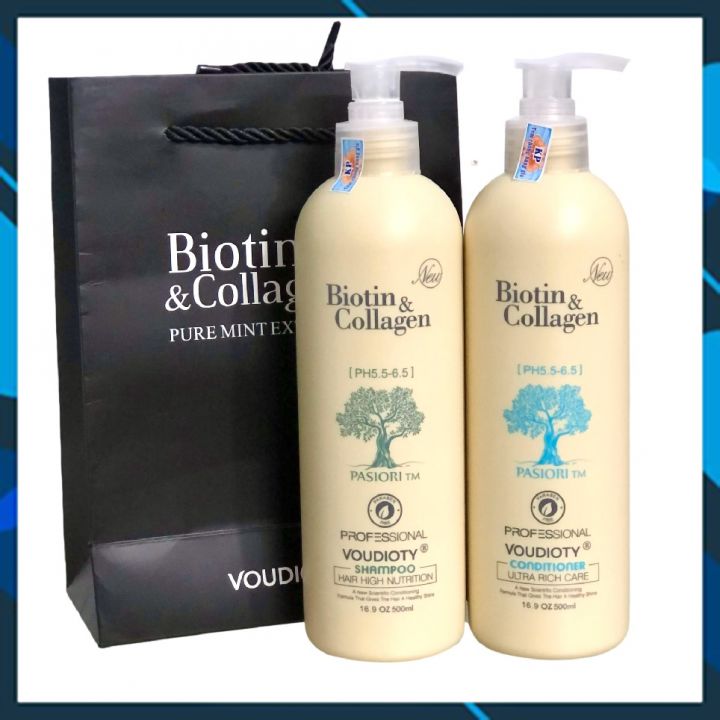 [+Tặng mũ trùm] BỘ DẦU GỘI XẢ COLLAGEN & BIOTIN TRẮNG PASIORI TM PHỤC HỒI, MỀM MƯỢT, NGĂN GÃY RỤNG, MỌC TÓC ITALY 500ML*2 NEW 2022