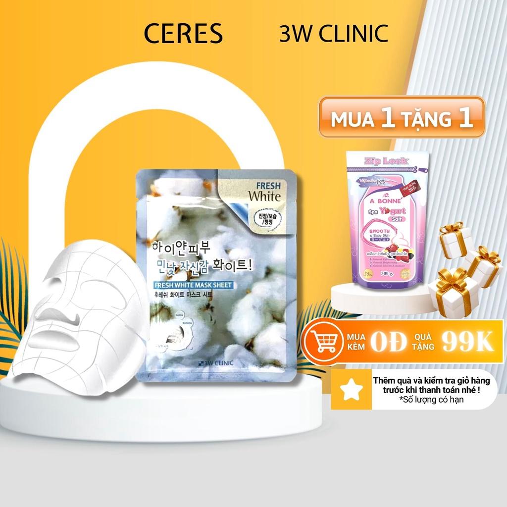 Mặt Nạ 3W Clinic Tuyết Fresh White Mask Sheet Dưỡng Trắng Da 23ml