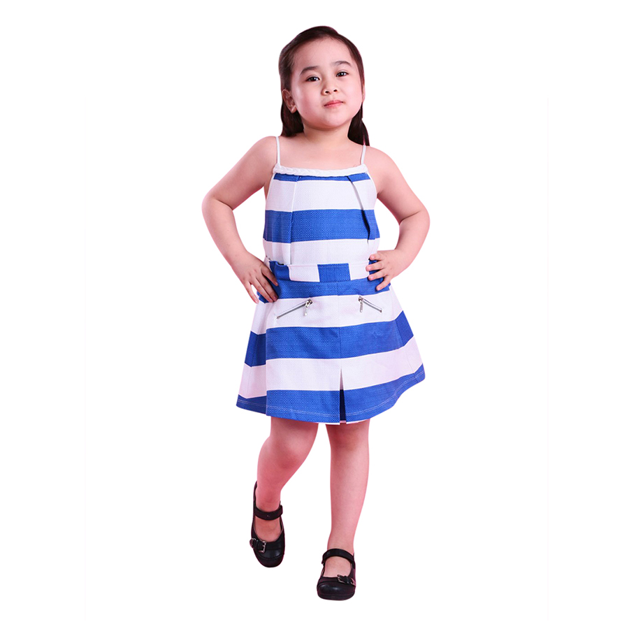 Set Bộ Váy Áo Bé Gái Ugether UKID38 - Sọc Xanh Trắng
