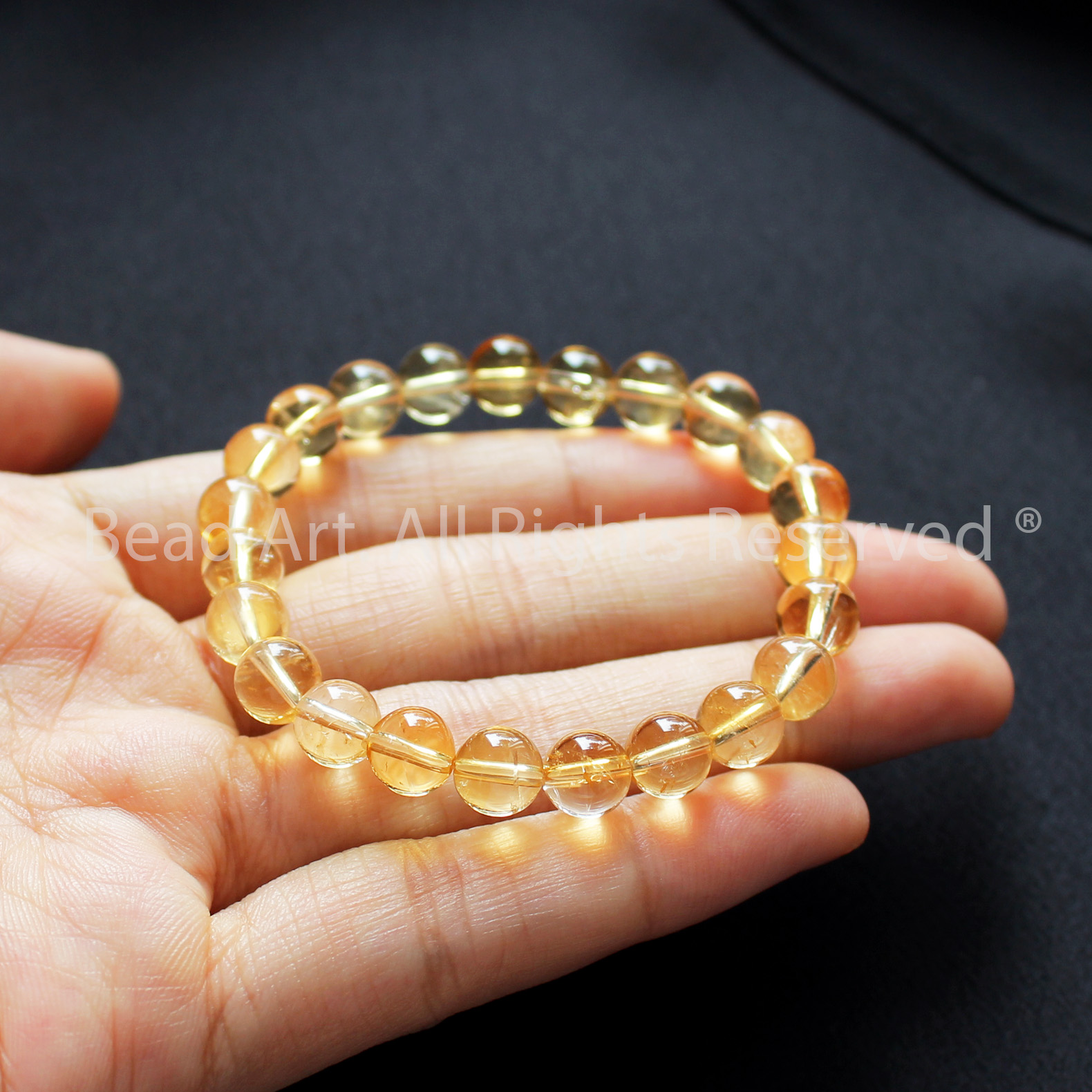 Vòng Tay 7MM Đá Thạch Anh Vàng, Citrine Tự Nhiên, Vòng Phong Thuỷ, Chuỗi Hạt Loại A, Mệnh Thổ, Kim - Bead Art