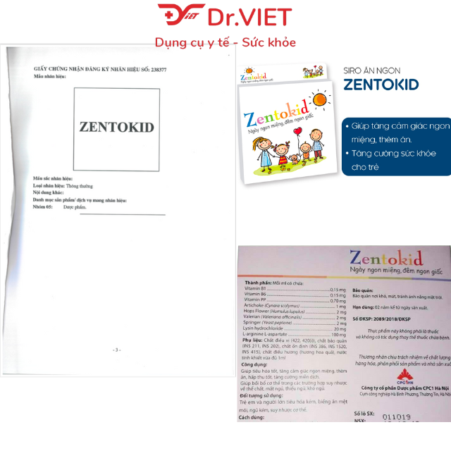 Siro Zentokid Hộp 10 ống - Giúp bé ăn ngon, ngủ ngon, tiêu hóa tốt