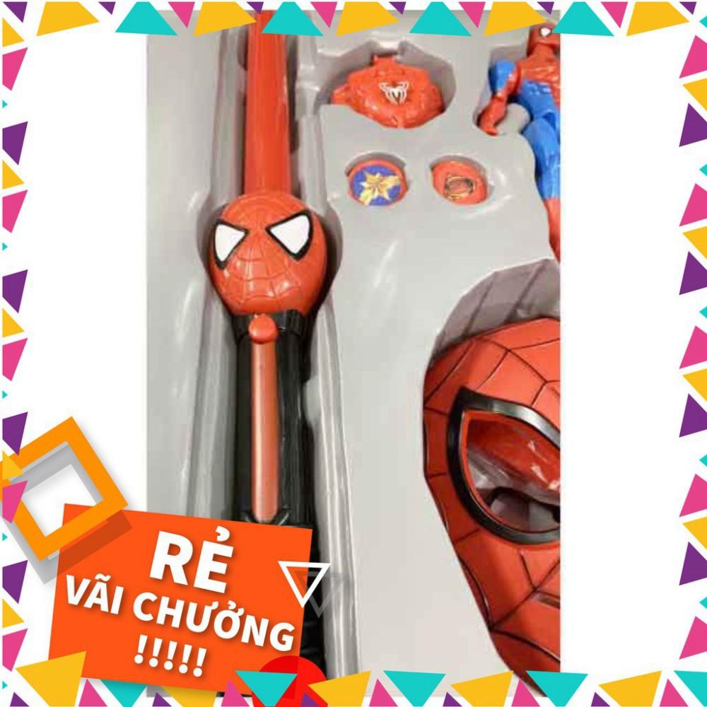 Mặt nạ siêu nhân nhện siêu anh hùng Spider Man + Đồng hồ + Áo choàng spider man wc05-19