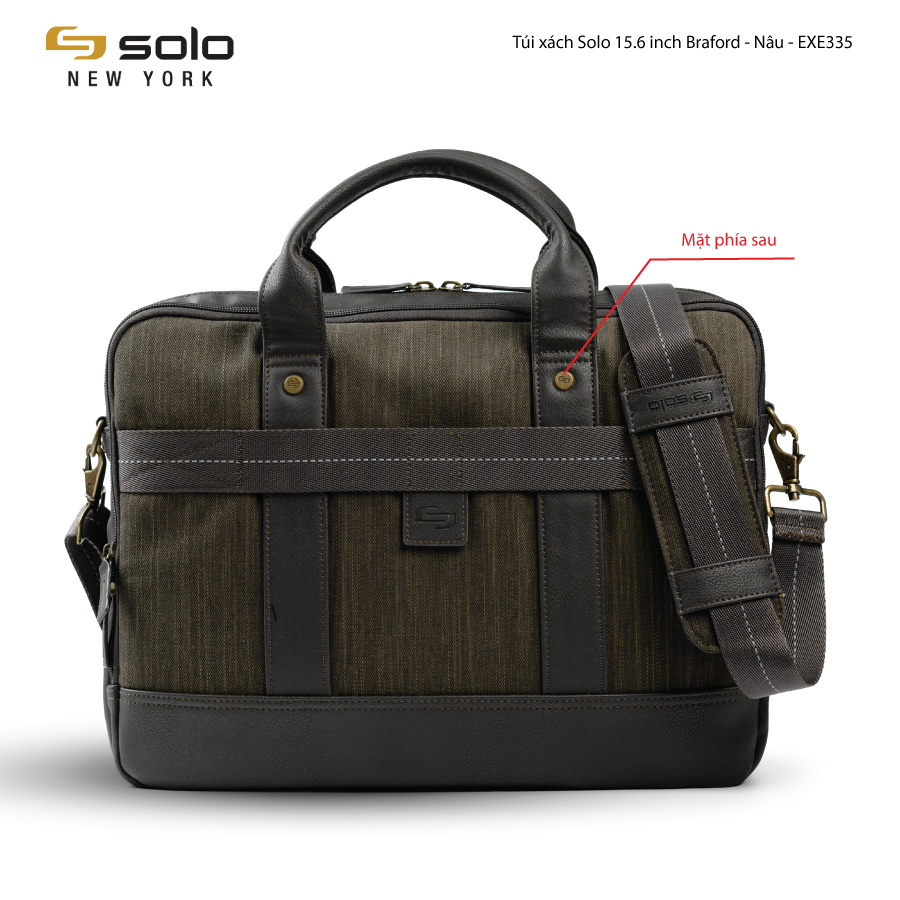 Túi xách Laptop 15.6 inch Solo Braford Mercer - Màu nâu - Mã EXE335-3 (Cái) - Chất liệu vải Polyester cao cấp - Nhiều ngăn - Bảo hành chính hãng 5 năm