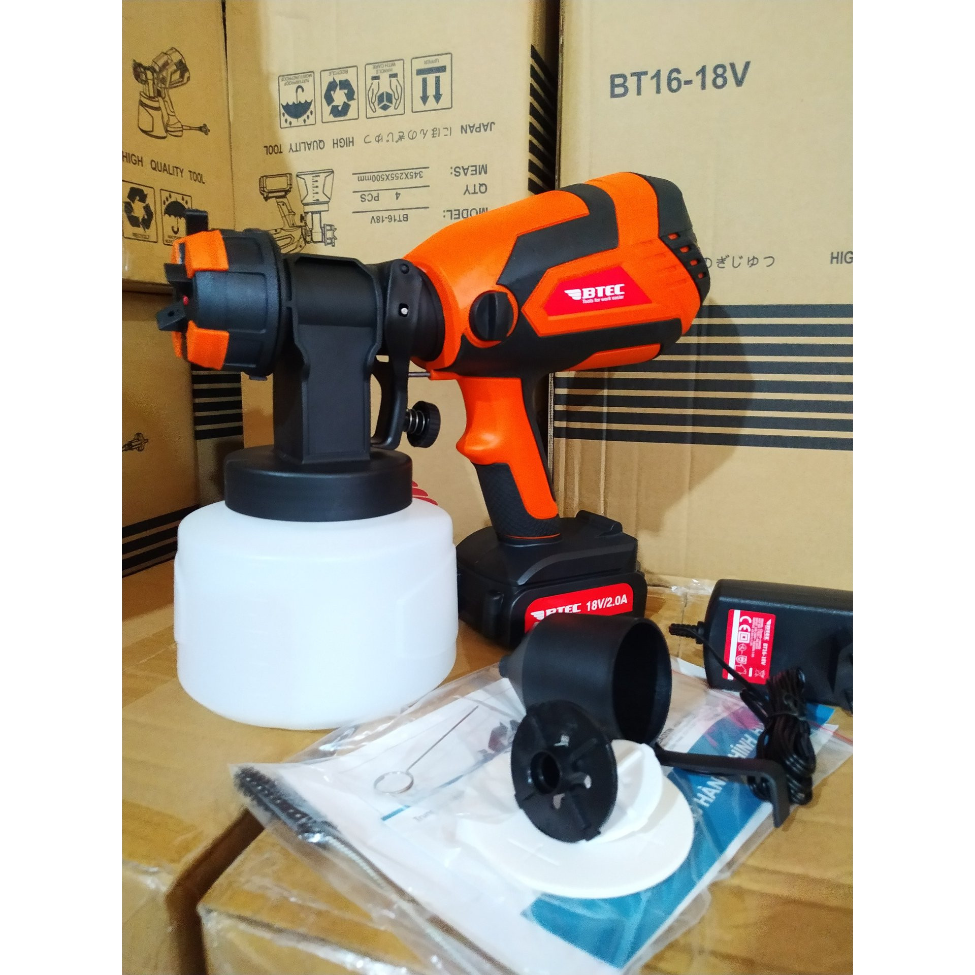 MÁY PHUN SƠN DÙNG PIN BTEC BT16-18V - HÀNG CHÍNH HÃNG