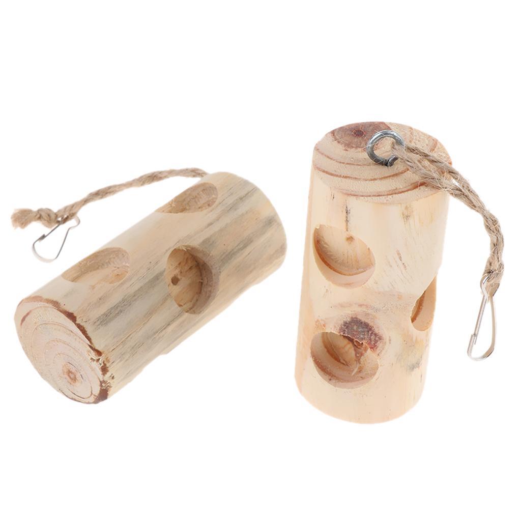 2 Pcs Wooden Hanging Swing Parakeet Cockatiel Conure Parrot Bird Cage Toys