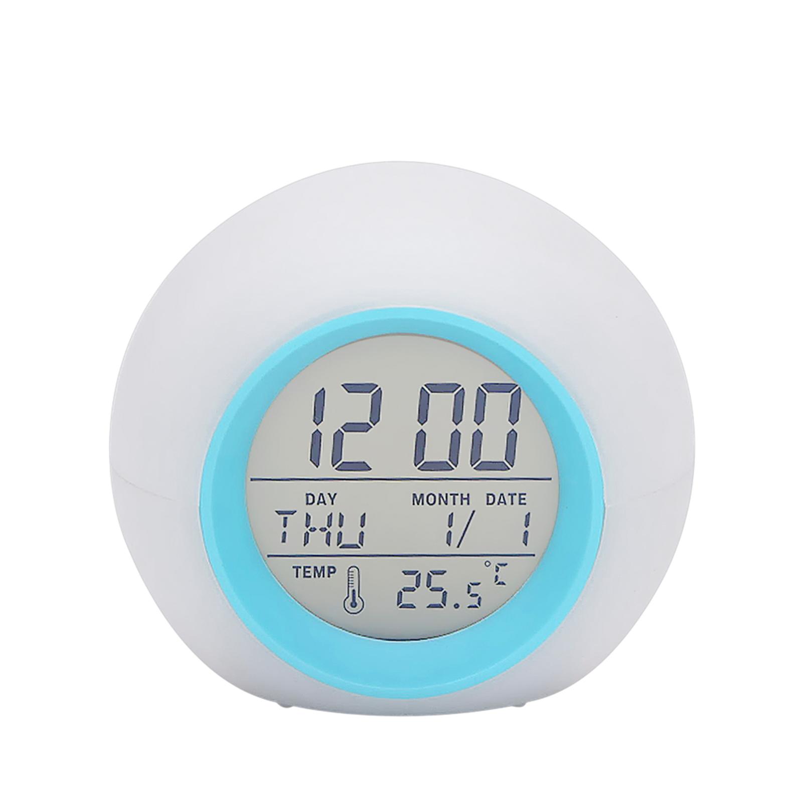 Multi-functional LED Table Alarm Clock 7 Colors Changing Digital Wake up Clock Touching Control Child Bedside Night