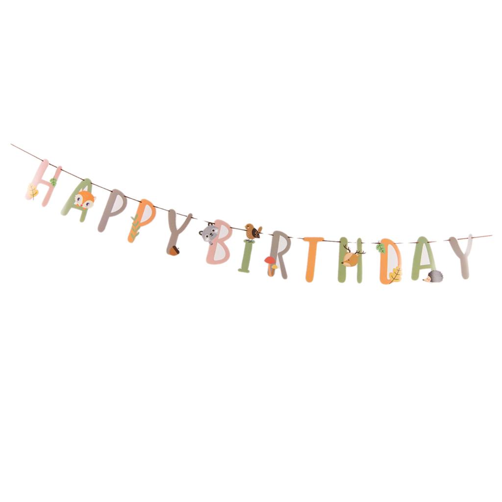 Cute Animal HAPPY BIRTHDAY Bunting Banner Kid Baby Birthday Party Decoration