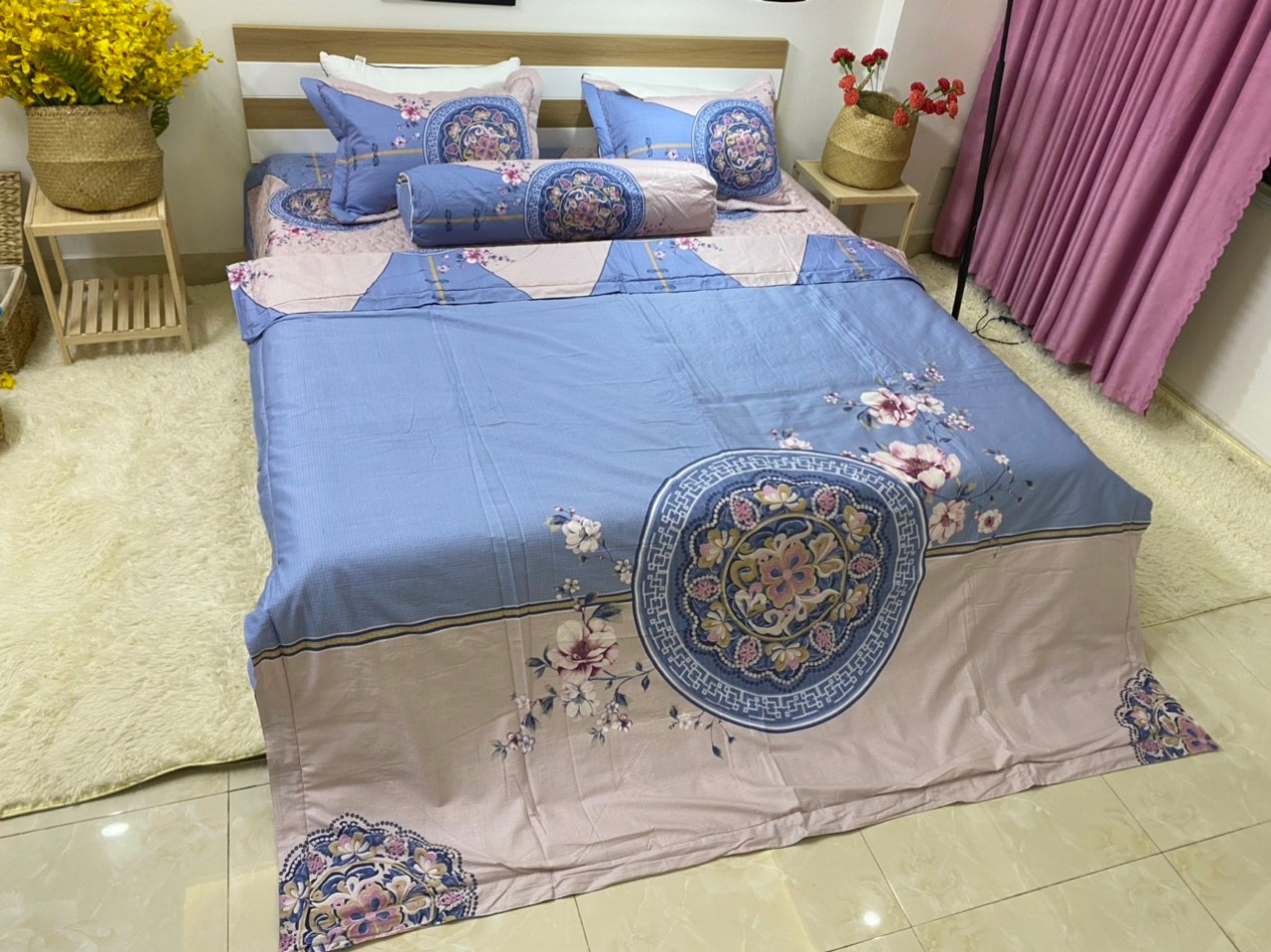 Bộ chăn ga gối Cotton siêu mát xịn sò