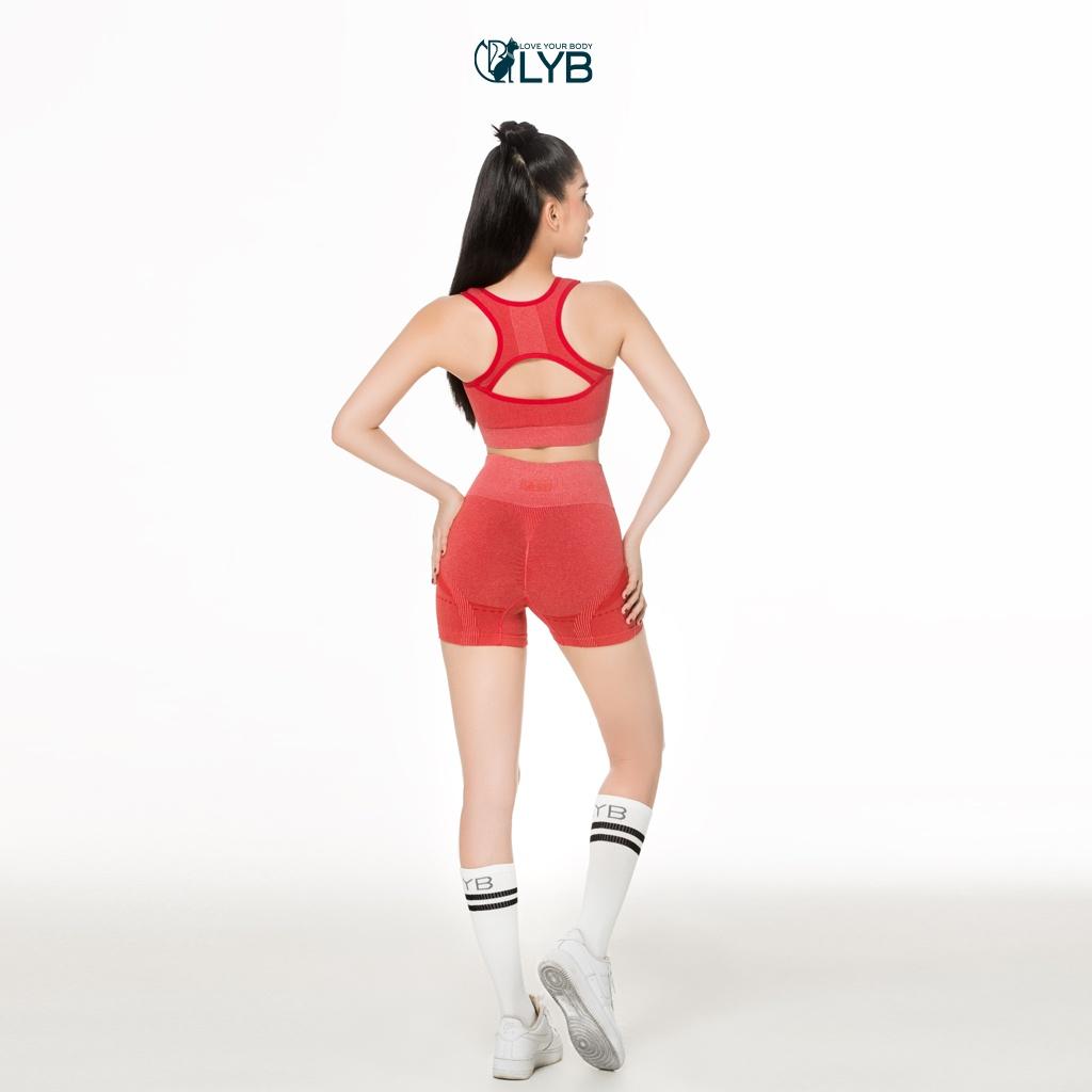 Bộ đồ tập thể thao gym yoga ngắn trẻ trung năng động màu đỏ LYB - FW22-S00011