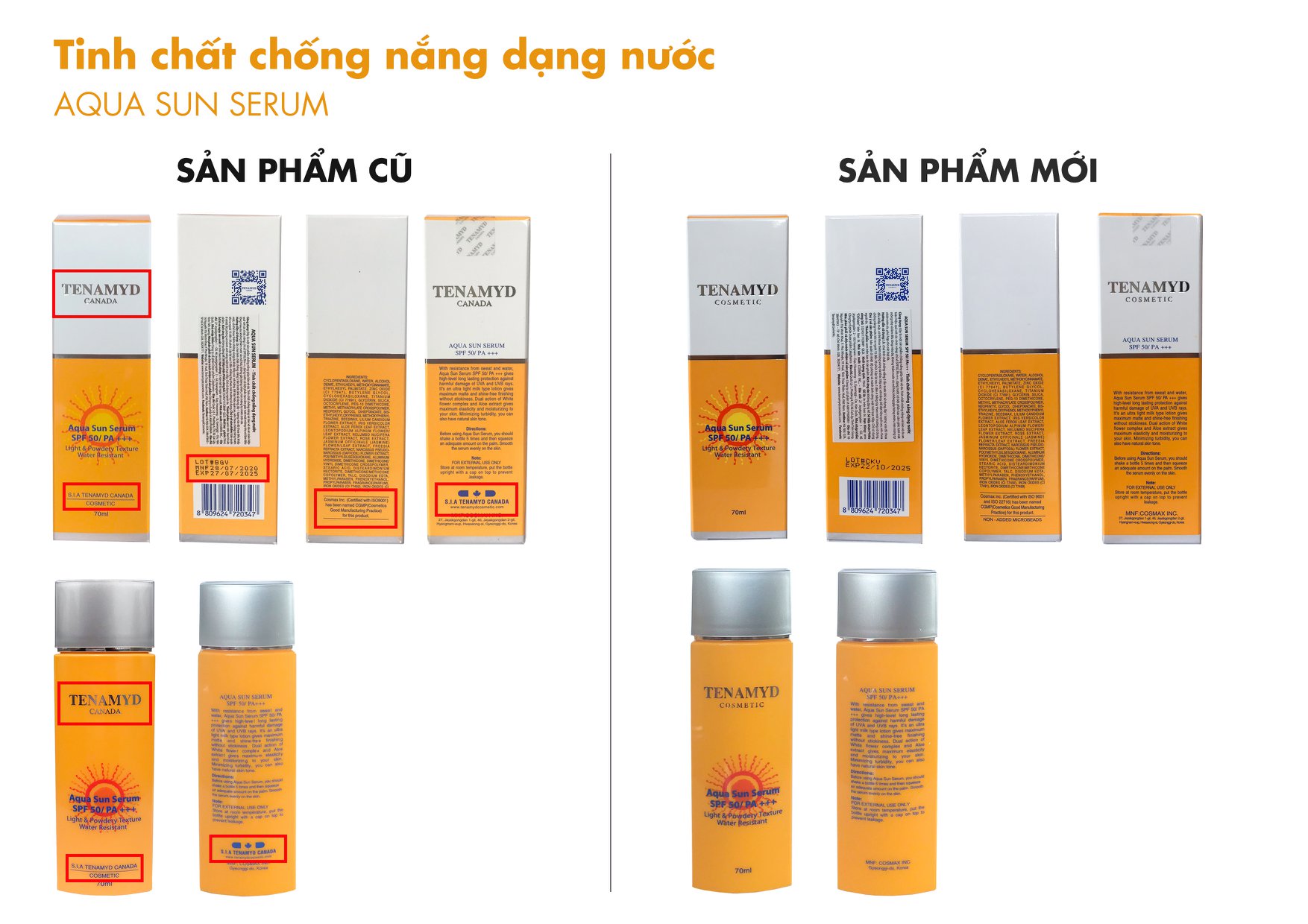 Tinh chất chống nắng dạng nước- TENAMYD- AQUA SUN SERUM - 70ml