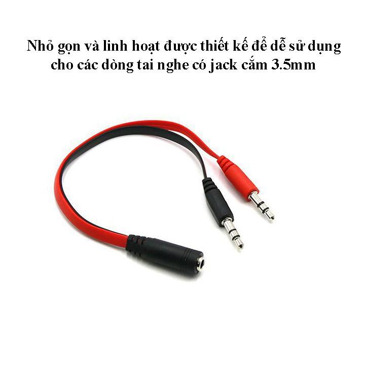 Cable 3.5mm 02 đầu đực ra 01 Jack 3.5mm cái dùng cho Tai nghe và Micro