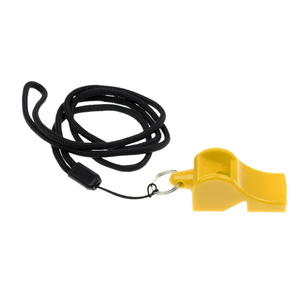 2 Pieces/ Set Durable Plastic Emergency Survival Whistle with Neck Strap for Marine Boat Kayaking Safety Outdoor Sports Camping Hiking