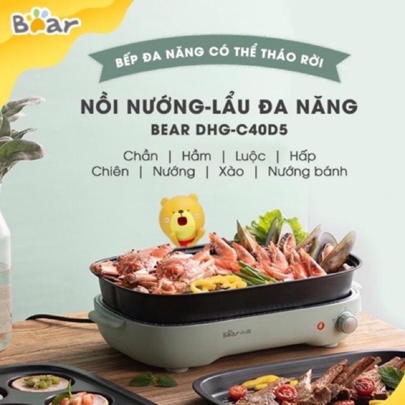 Nồi Lẩu Nướng 3 Khay Đa Năng Có Thể Tháo Rời BEAR DHG -C40D5 - Bếp Nướng Điện 3 Trong 1 - BH 12 Tháng