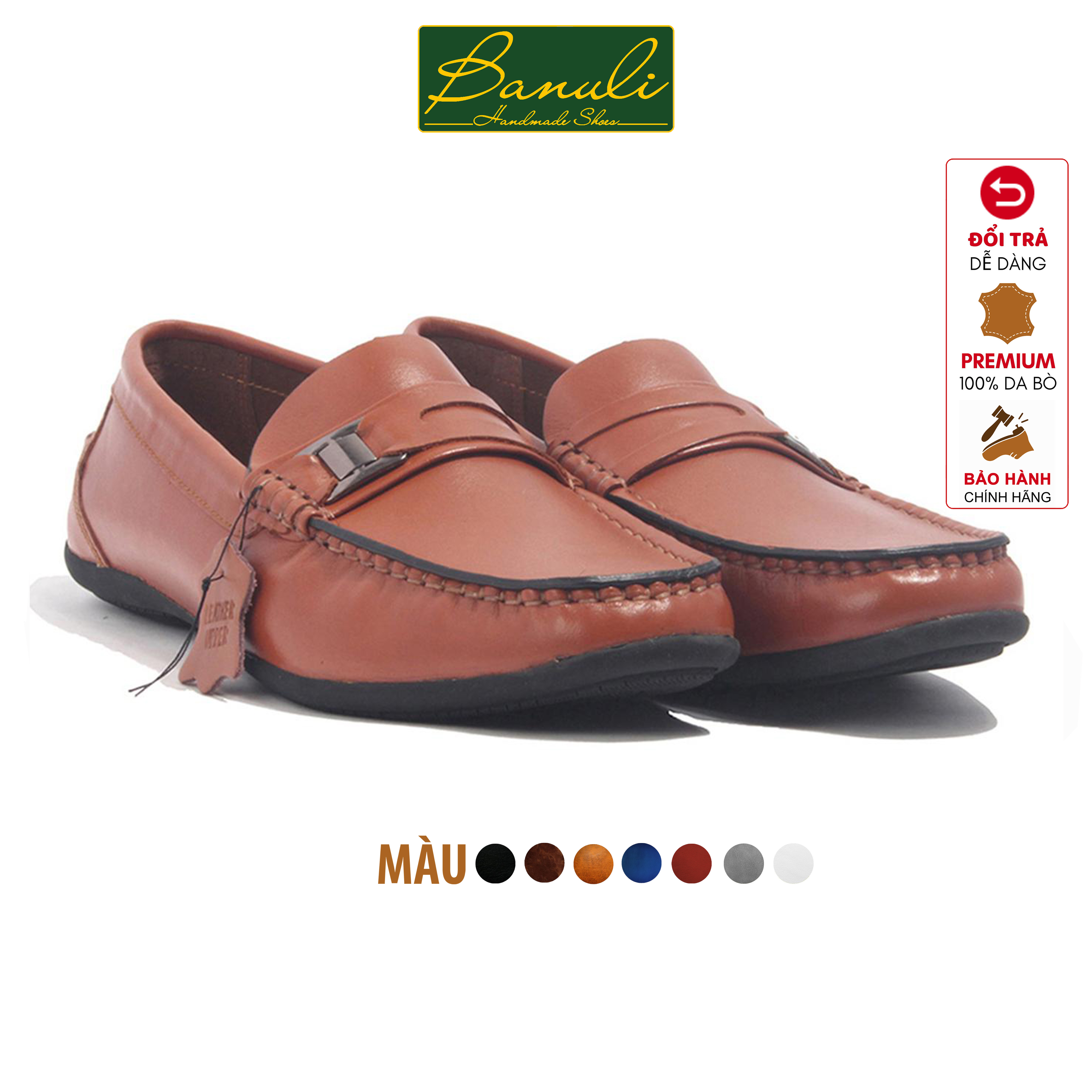 Giày Lười Nam Banuli Casual Slip-On Shoes Nappa Cow Leather C3ML3 (Da Bò Nappa Mềm Dẻo, Đế Siêu Nhẹ, Chống Trượt, Bảo Hành Trọn Đời)