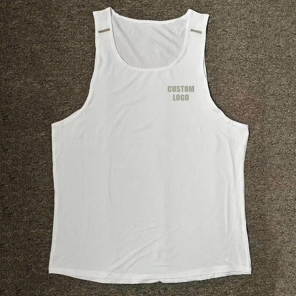Đàn ông thời trang chạy marathon singlets không tay áo không tay Color: White Size: 2XL