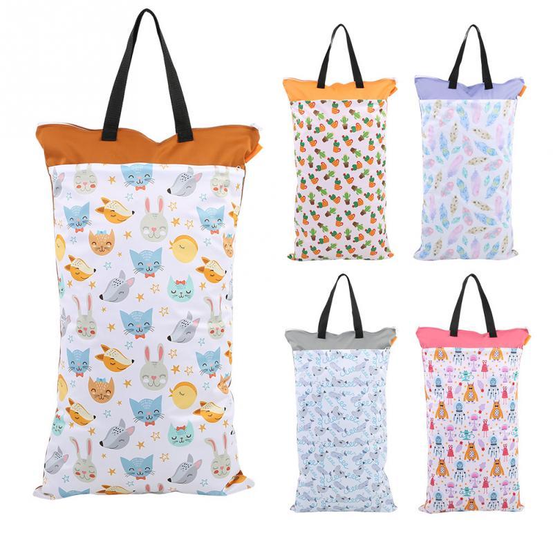 40X70CM Lớn Treo Tã Vải Túi Chống Thấm Ướt Túi Khô Tã Giặt Túi Lưu Trữ 2 Dây Kéo có Thể Tái Sử Dụng Wetbag