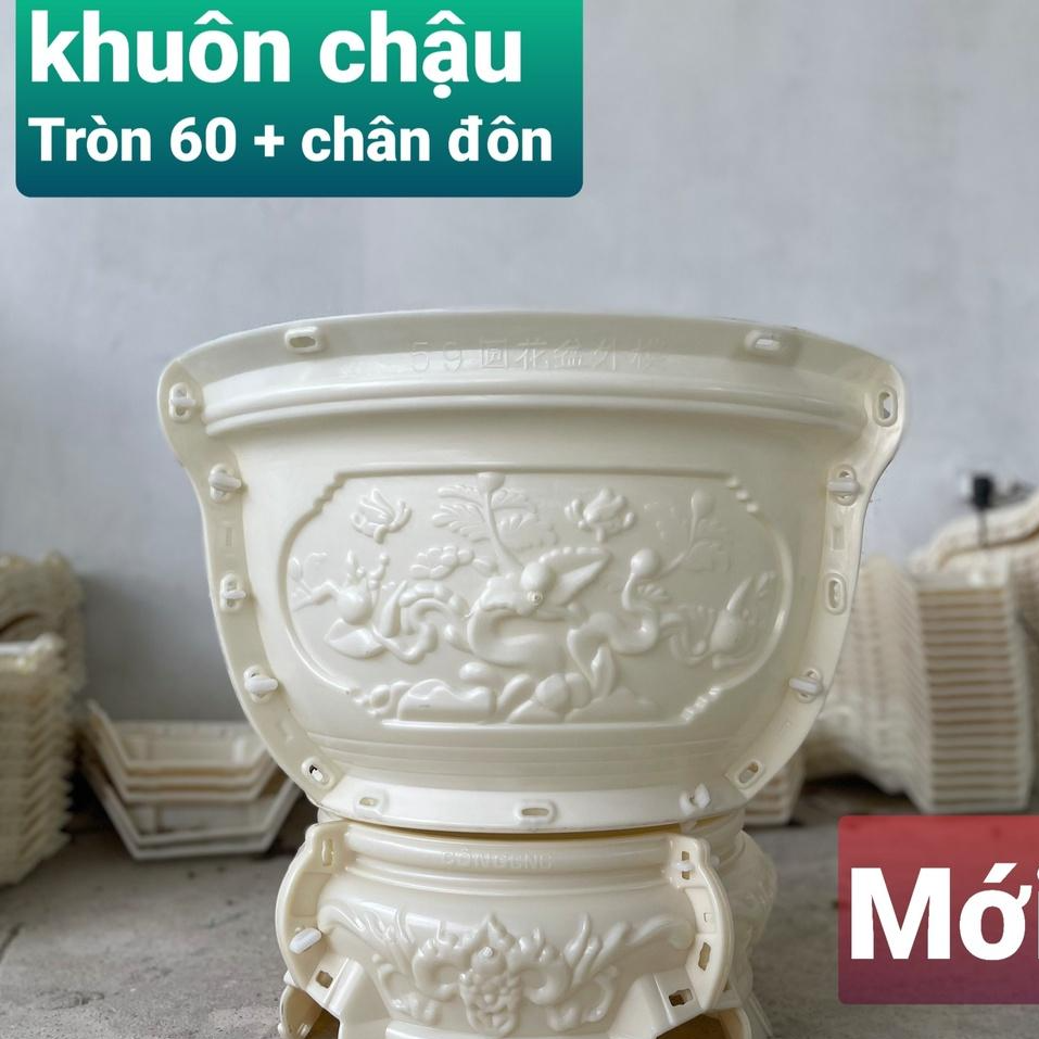 Khuôn Đúc Chậu Cảnh Tròn 60 và Chân Đôn khuôn chậu ABS siều bền có lòng trong dễ dàng sử dụng