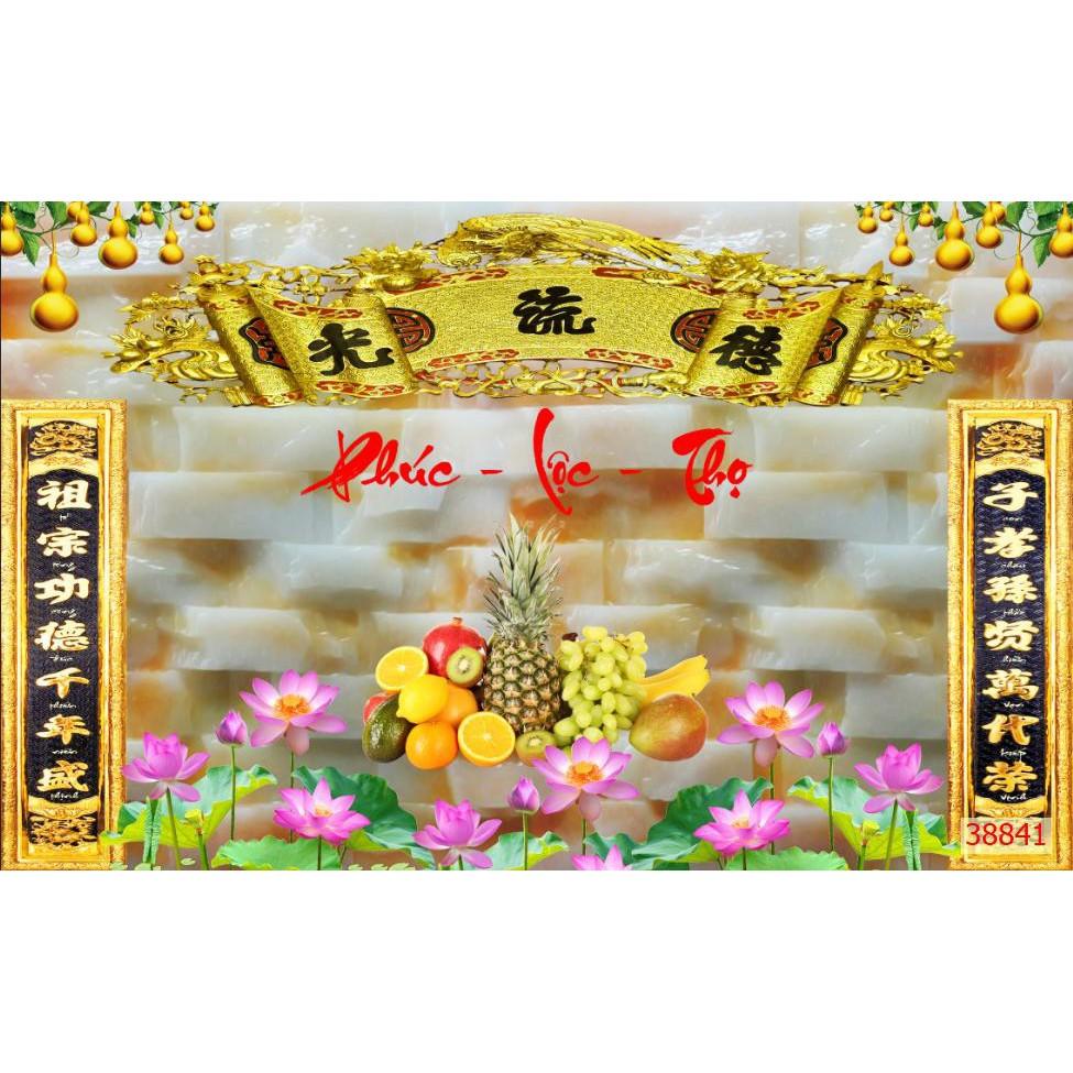 Tranh dán tường 3d trang trí ban thờ giá rẻ đẹp chất liệu decal pp keo sẵn bóc dán atkno6