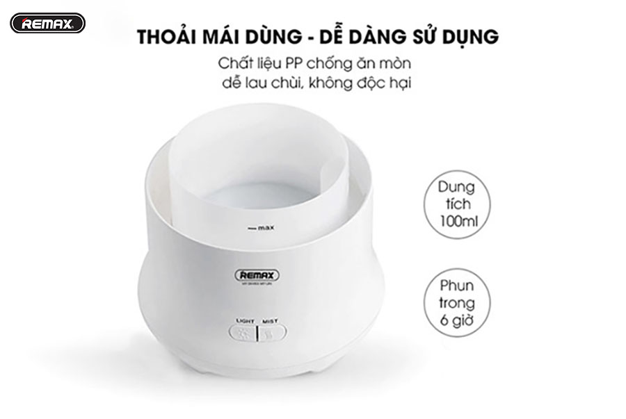 Máy Phun Tinh Dầu Kiêm Đèn Ngủ REMAX RT-A700 0.4 L - Hàng Chính Hãng