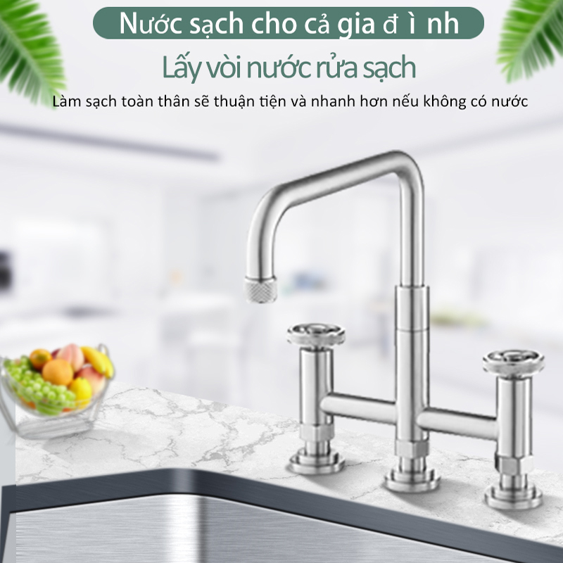 304 nhà bếp bồn nước kéo vòi nước nóng và lạnh 360 độ quay nhiệt độ chống ăn mòn bằng thép không gỉ 304