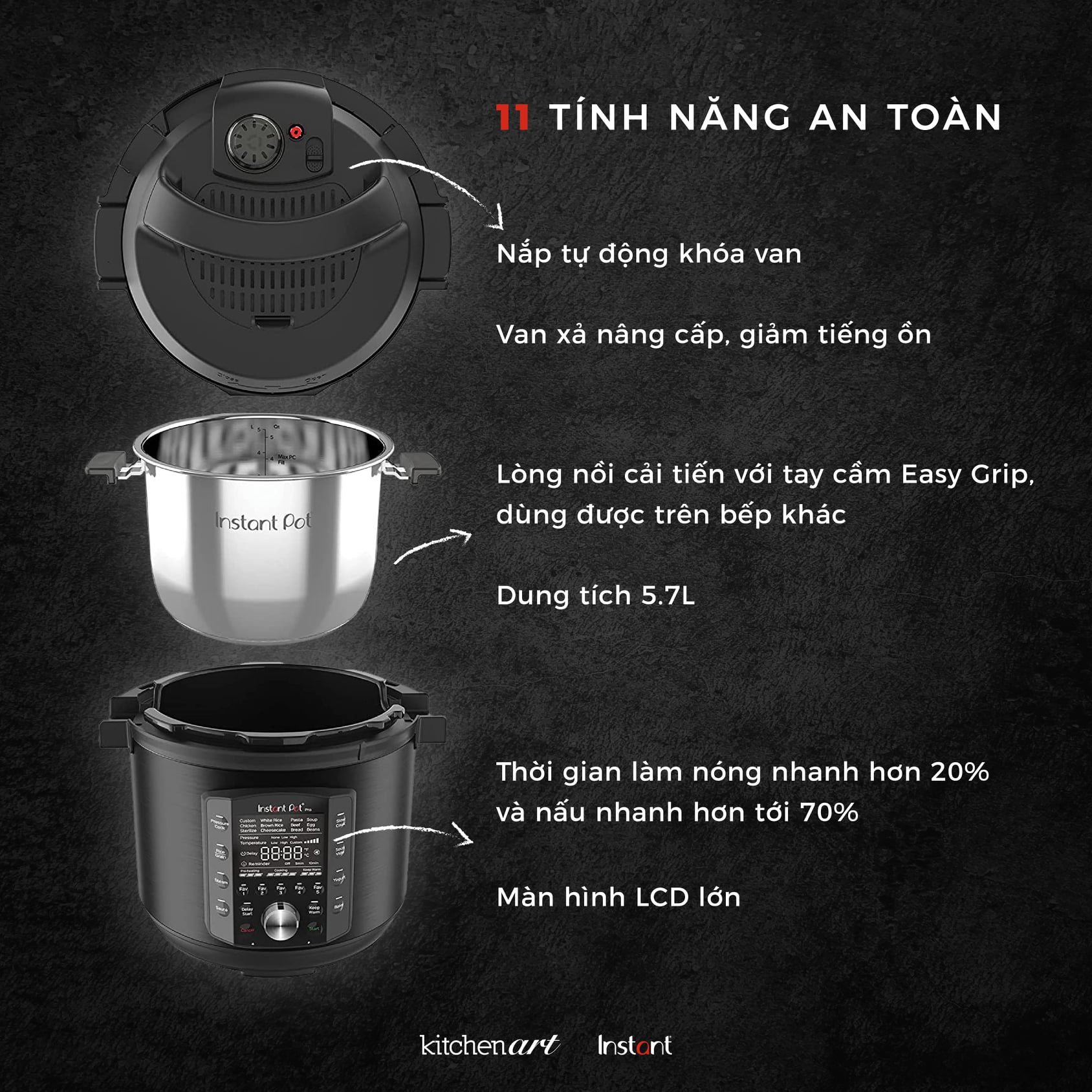 NỒI ÁP SUẤT INSTANT POT Pro 10 in 1 - Hàng chính hãng