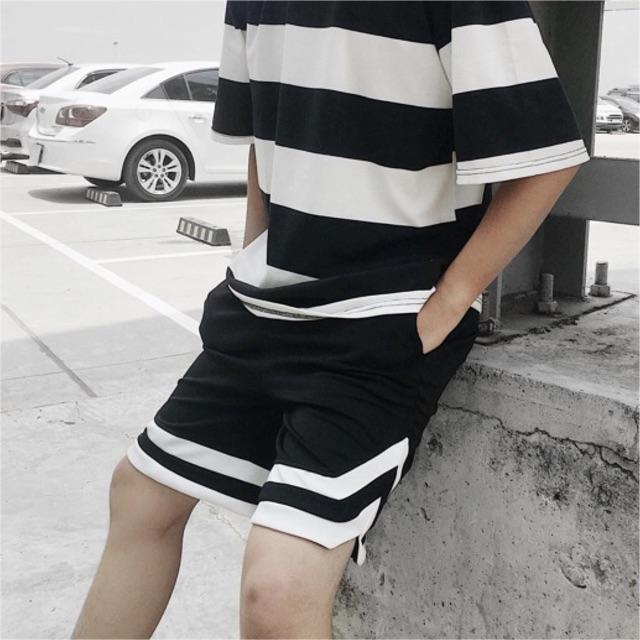 Quần short thun 2V màu ĐEN ️/Nam nữ Unisex ️ Jaystoree