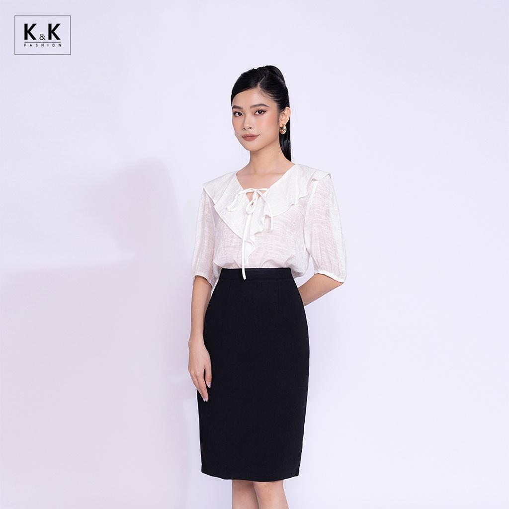 Chân Váy Bút Chì Công Sở Màu Đen K&amp;K Fashion CV05-04 Chất Liệu Tuyết Mưa