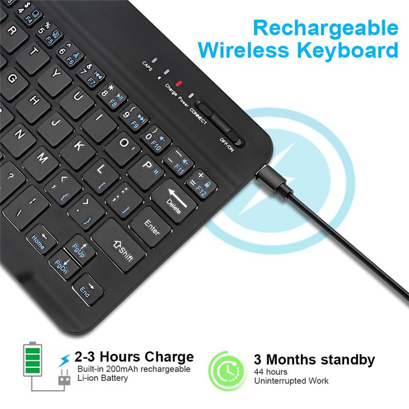 Bàn Phím Bluetooth Mini Và Chuột Không Dây Bàn Phím Chuột Combo Nga Cao Su Keycaps Sạc Chuột Cho Ipad Laptop
