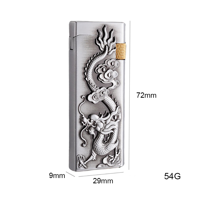 Bật Lửa Dupont Dài Khắc Nổi Hình Rồng - Xài Gas
