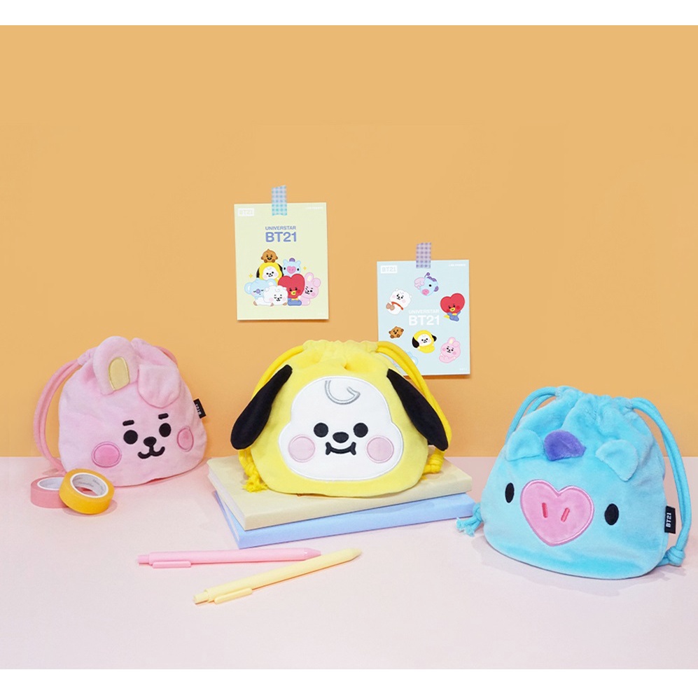 TÚI DÂY RÚT BT21 HÌNH NHÂN VẬT  ĐA NĂNG- HÀNG CHÍNH HÃNG